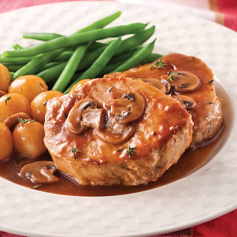 Côtelettes de Porc, Sauce aux Champignons