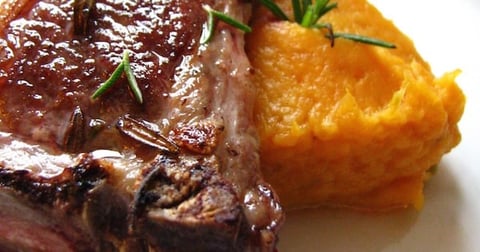 Côtes D'agneau au Romarin, Purée de Patate Douce