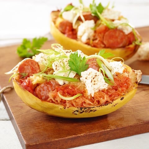Courge Spaghetti Saucisse et Féta