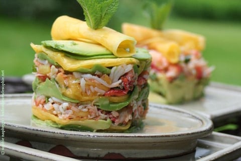 Crabe, Avocat et Mangue pour un Millefeuille
