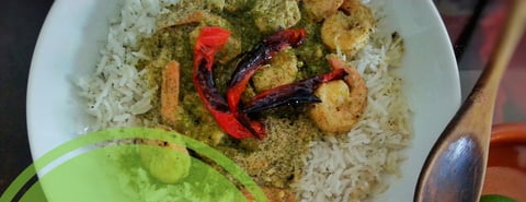 Crevettes au Pesto, Coriandre, Lime & Crème Fraîche