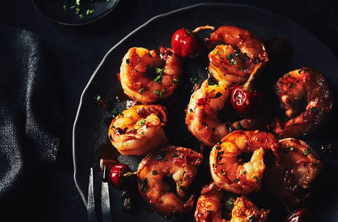 Crevettes Scampi aux Piments Cerises Piquants