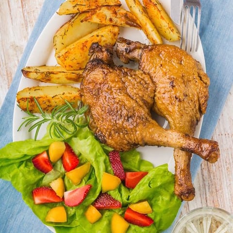 Cuisse de Canette Rôtie Pommes Frites à la Graisse D'oie