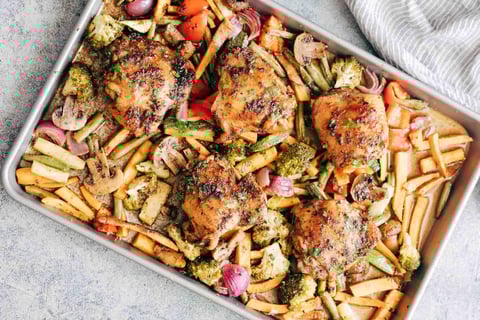 Cuisses de Poulet Balsamique au Miel avec Légumes