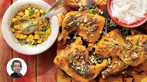 Cuisses de Poulet Grillées à la Citronnelle et aux Arachides de Christian Bégin