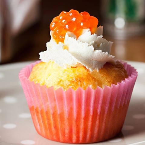Cupcake au Saumon Fumé, Fromage Frais et Oeufs de Saumon (Saumons et Merveilles)