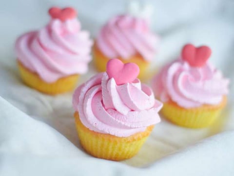 Cupcake Vanille de la Saint-Valentin