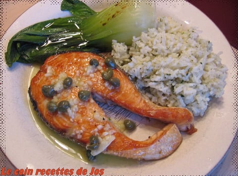 Darnes de Saumon et sa Vinaigrette à l'ail et aux Câpres