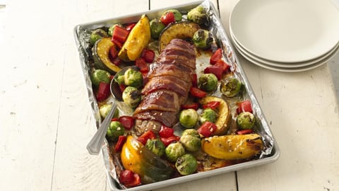 Filet de Porc Enrobé de Bacon Accompagné de Légumes du Potager