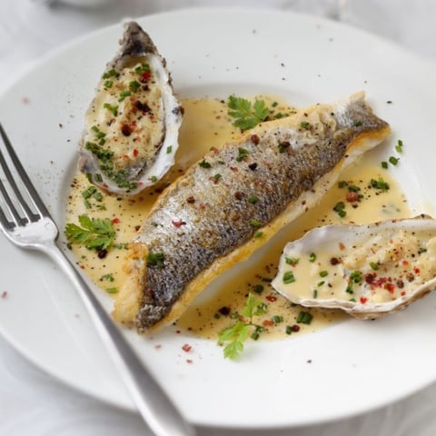 Filets de Bar Beurre Blanc aux Huîtres et Champagne
