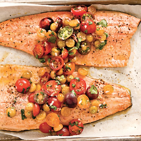 Filets de Truite et Salsa aux Tomates et aux Cerises de Terre