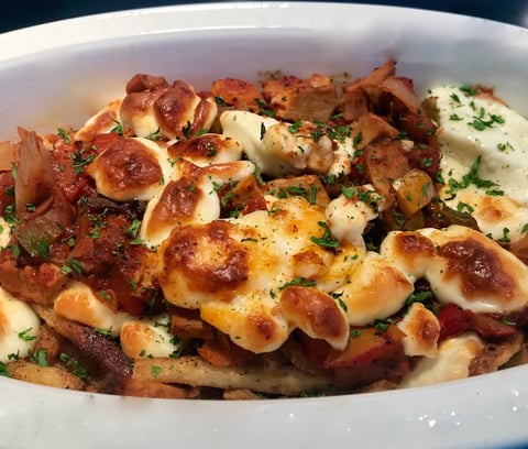 Frites, Sauce Spaghetti Végé Gratiné