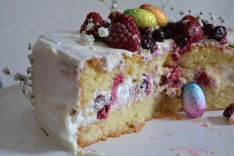 Gâteau de Pâques Framboises Casseille et Mascarpone