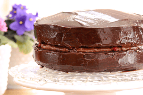 GÂTEAU AU CHOCOLAT ET MOUSSE CHOCO-FRAMBOISE, SANS GLUTEN