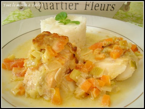 Gratin aux Deux Poissons (dos de cabillaud et saumon) et ses Petits Légumes