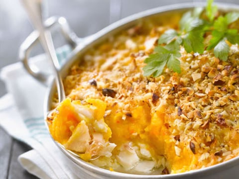 Gratin de Cabillaud, Potiron et Noisettes
