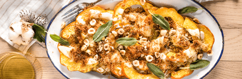 Gratin de Courges Poivrées au Fromage Parmesan et aux Noisettes