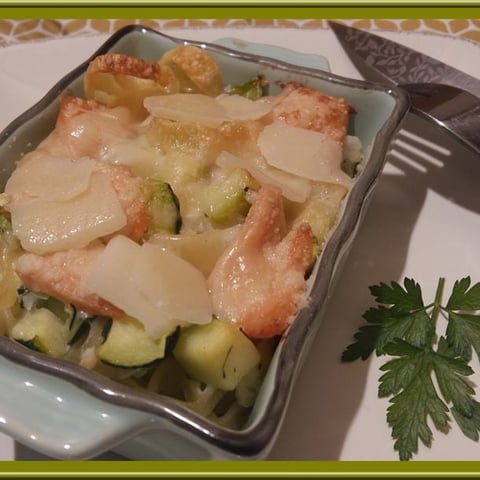 Gratin de Pâtes aux Courgettes et Saumon Fumé
