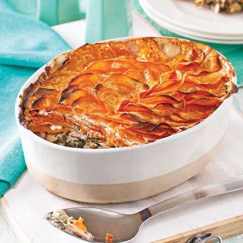 Gratin de Patates Douces Thon et Épinards
