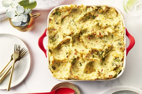 Gratin de Pommes de Terre et Brocoli Pilés au Bacon