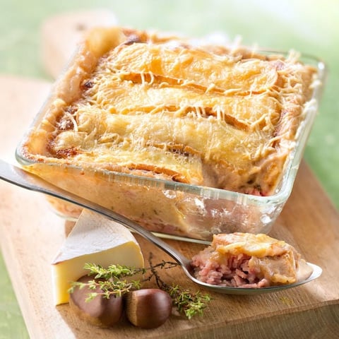 Gratin de Pommes de Terre, Jambon, Marrons et Reblochon