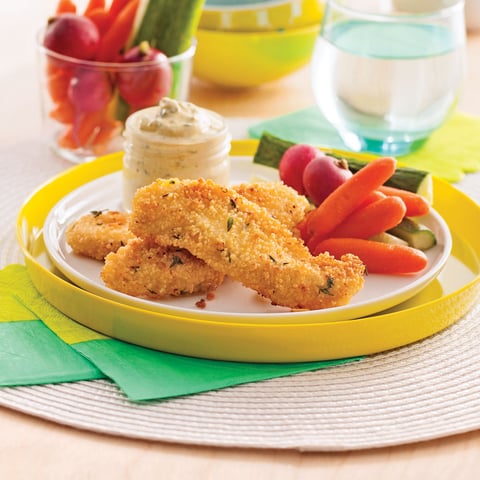 Lanières de Poulet en Croûte de Couscous et Parmesan