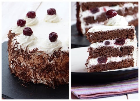 Layer Cake à la façon d'une Forêt Noire Cerises Confites à L'amaretto