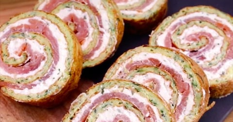 Le Roulé de Courgettes au Fromage et au Saumon Fumé