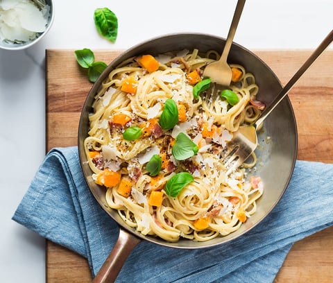 Linguines à la Courge et au Bacon