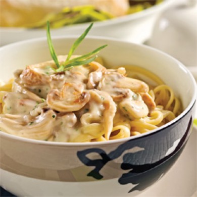 Linguines, Sauce aux Champignons