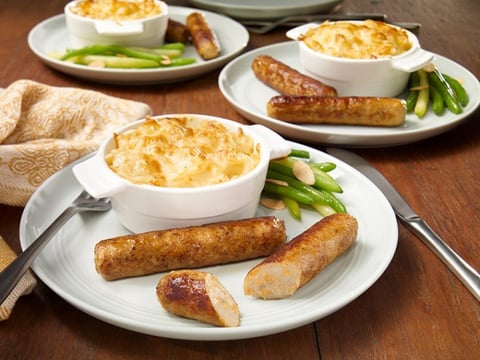 Macaroni au Fromage Gratiné avec Saucisse de Porc et Cheddar