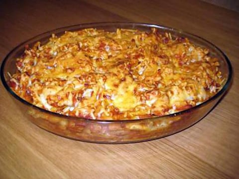 Macaroni aux Boulettes Sauce Tomate Gratiné ( reste de la veille)