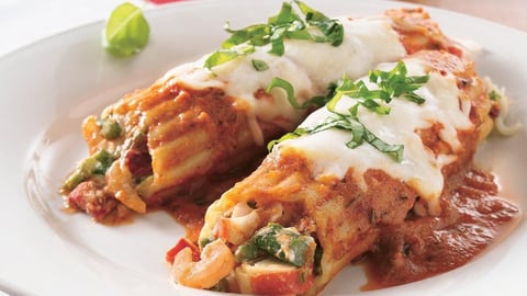 Manicotti aux Fruits de Mer et aux Asperges