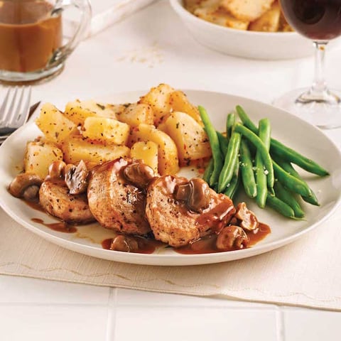 Médaillons de Porc, Sauce Champignons, Marsala et Poivre