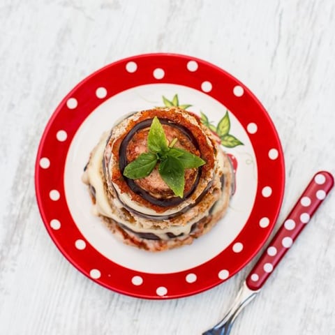 Mille-feuille au Poivron Aubergine et Parmesan