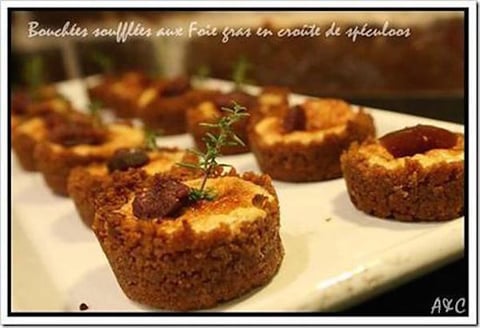 Mini Bouchées Soufflées au Foie Gras en Croûte de Spéculoos et Figue Confite