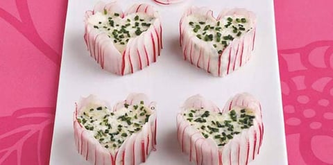 Mini-Charlottes Romantiques de Radis Roses au Chèvre