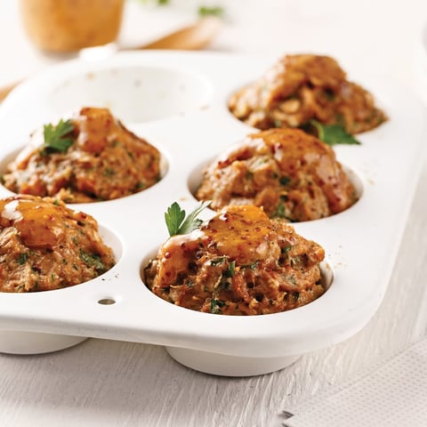 Mini-pains de Viande au Poulet, Sauce Moutarde et Miel
