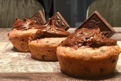 Muffins Bananes Brisures de Chocolat et Framboises