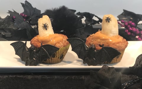Muffins à la Citrouille, aux Bananes et Pouding Caramel pour L'halloween