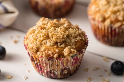 Muffins à L'avoine, au Gingembre et aux Bleuets