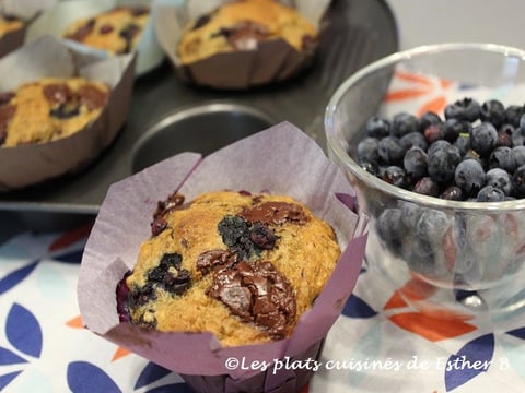 Muffins aux Bleuets, Bananes et Chocolat Noir