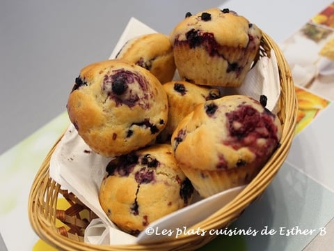 Muffins aux Bleuets, Framboises et Yogourt