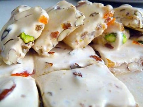Nougat Blanc Facile aux Fruits Secs et Agrumes Confits
