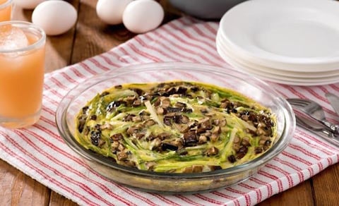 Omelette au Poireau et aux Champignons au Micro-ondes