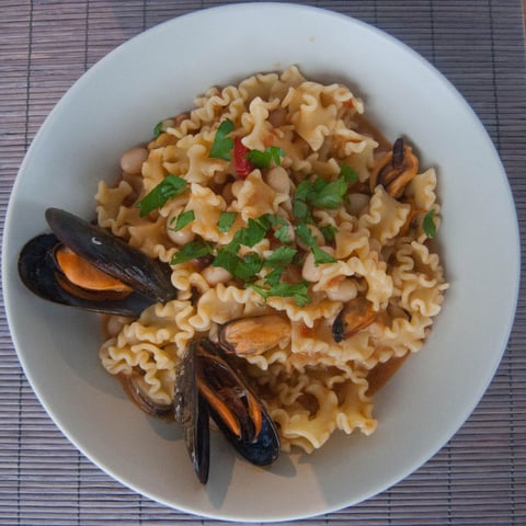 PÂTES HARICOTS BLANCS ET MOULES