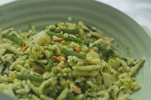 Pâtes Pesto Pommes de Terre et Haricots Verts