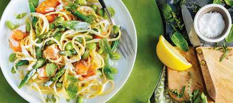 Pâtes Primavera au Saumon Fumé