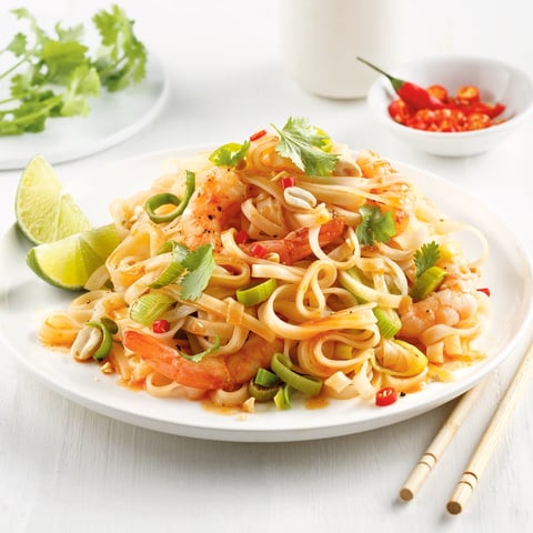 Pad Thaï aux Poireaux, Crevettes et Arachides