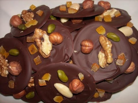 PALETS AU CHOCOLAT ET FRUITS SECS ET CONFITS